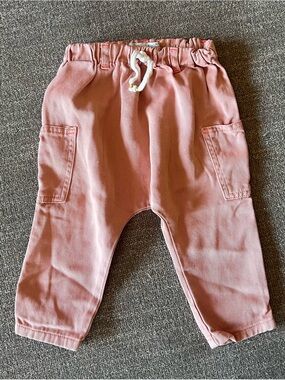 Zara Girls' Pink Elastic Waist Pocket Joggers